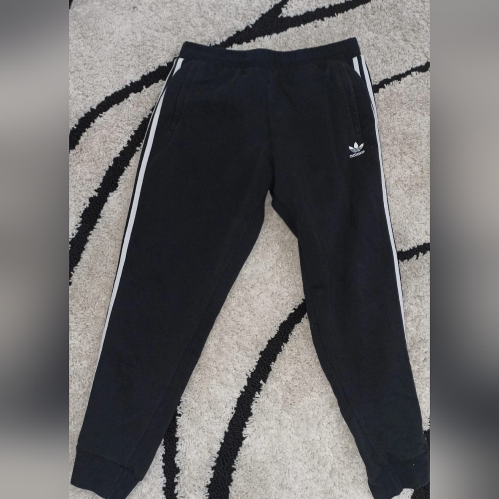 Adidas Black Sweatpants with White Stripes